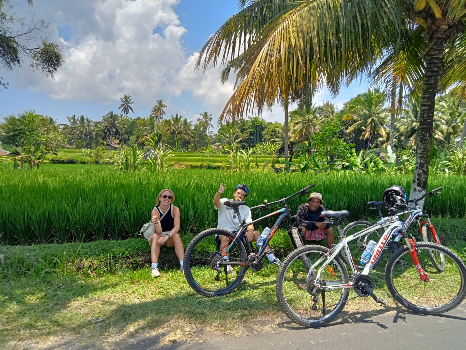 Scenic rice terrace stop during Bali downhill cycling tour